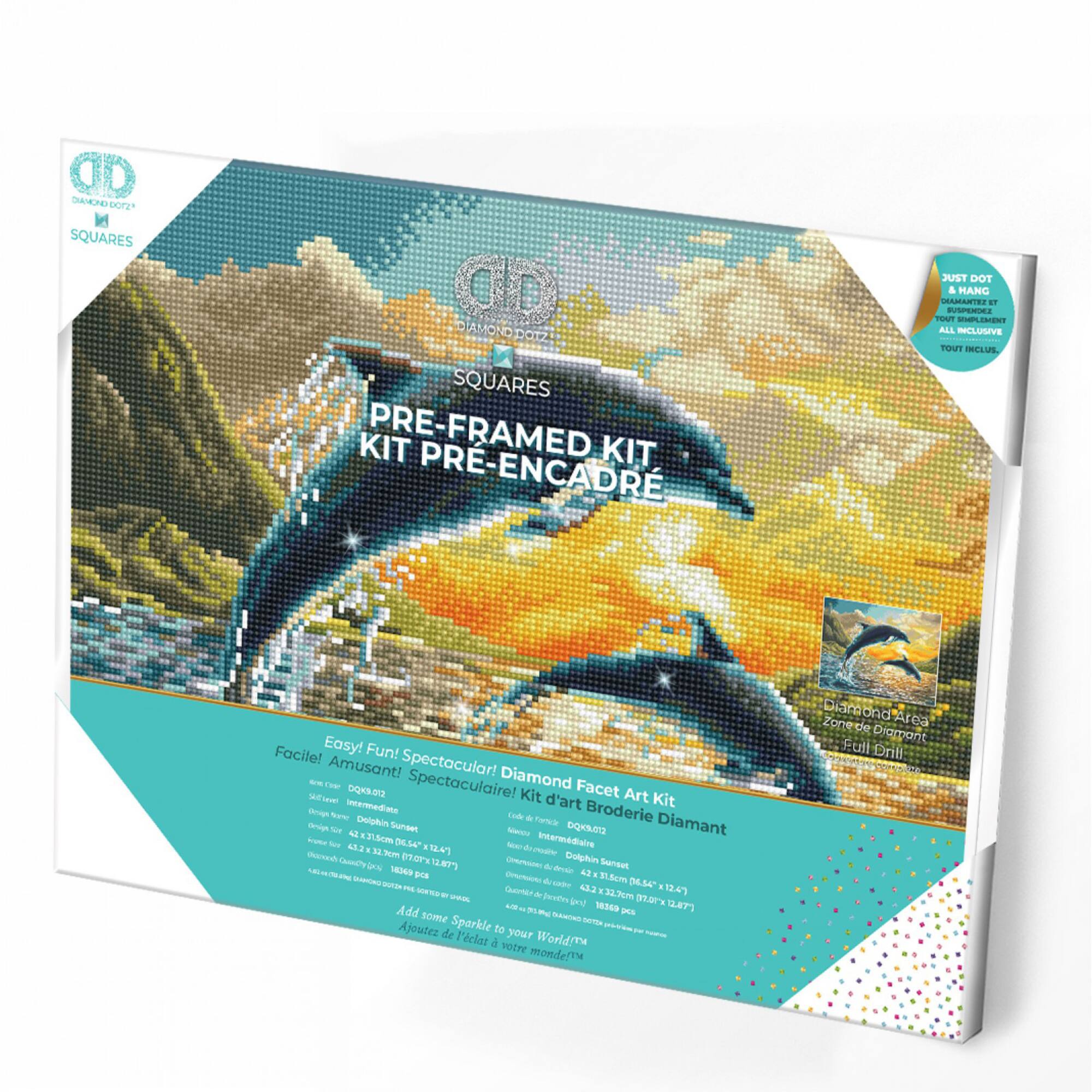 Diamond Dotz® Intermediate Dolphin Sunset Pre-Framed Diamond Painting Kit